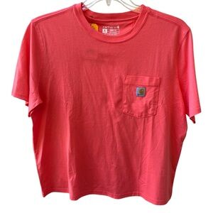 Carhartt Women's Medium 8-10 Tencel Fiber Loose Fit Pocket T-Shirt Orange New